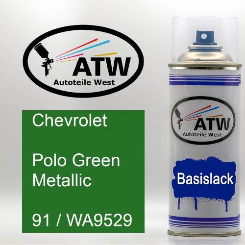 Chevrolet, Polo Green Metallic, 91 / WA9529: 400ml Sprühdose, von ATW Autoteile West.